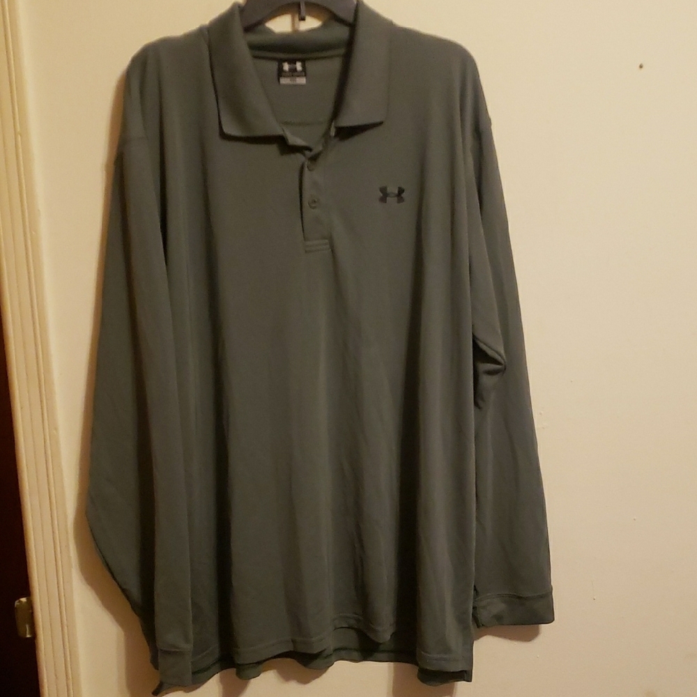 Under Armour Olive Green Long Sleeve Polo Shirt